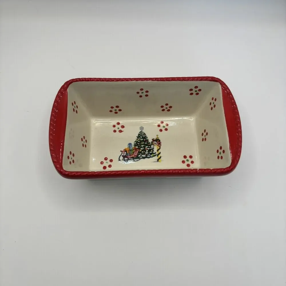 Temptations By Tara Mini Loaf Pan Christmas Holiday Motif Bakeware whimsical ￼